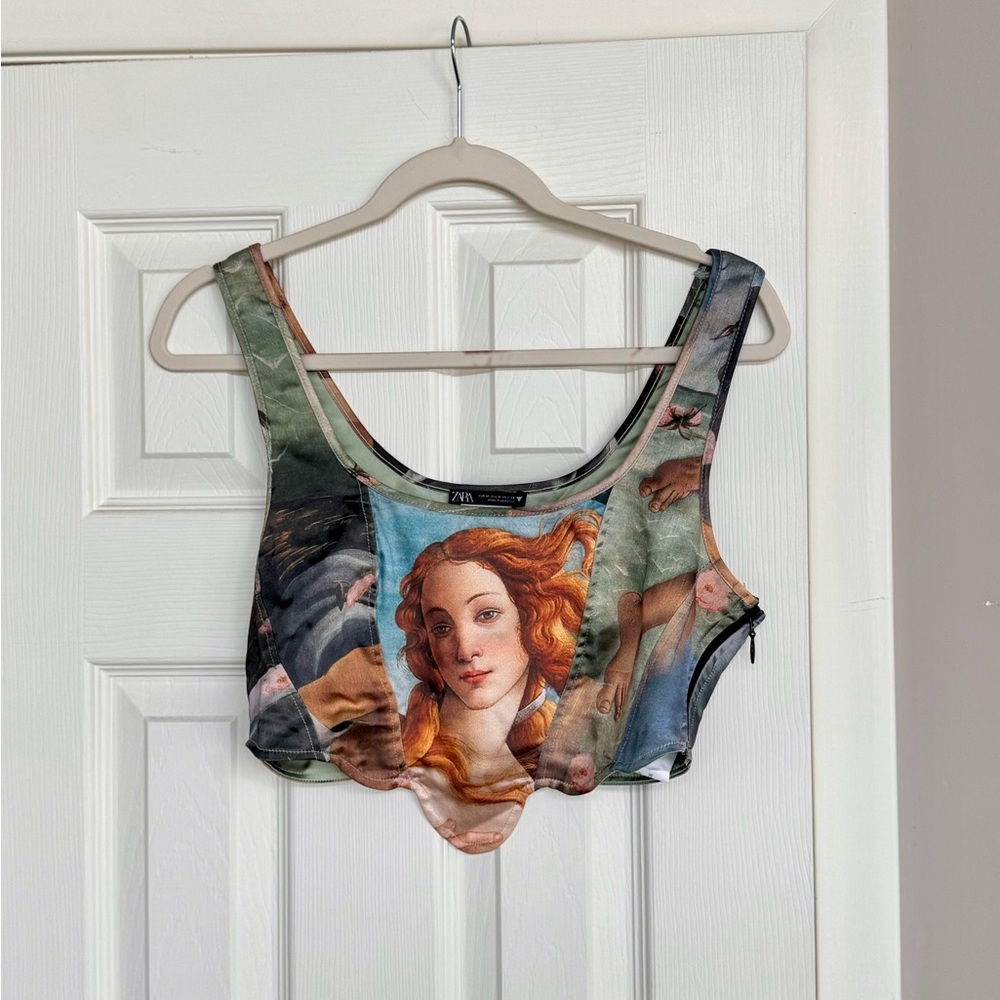 Zara Renaissance Art Crop Top with Vibrant Colors